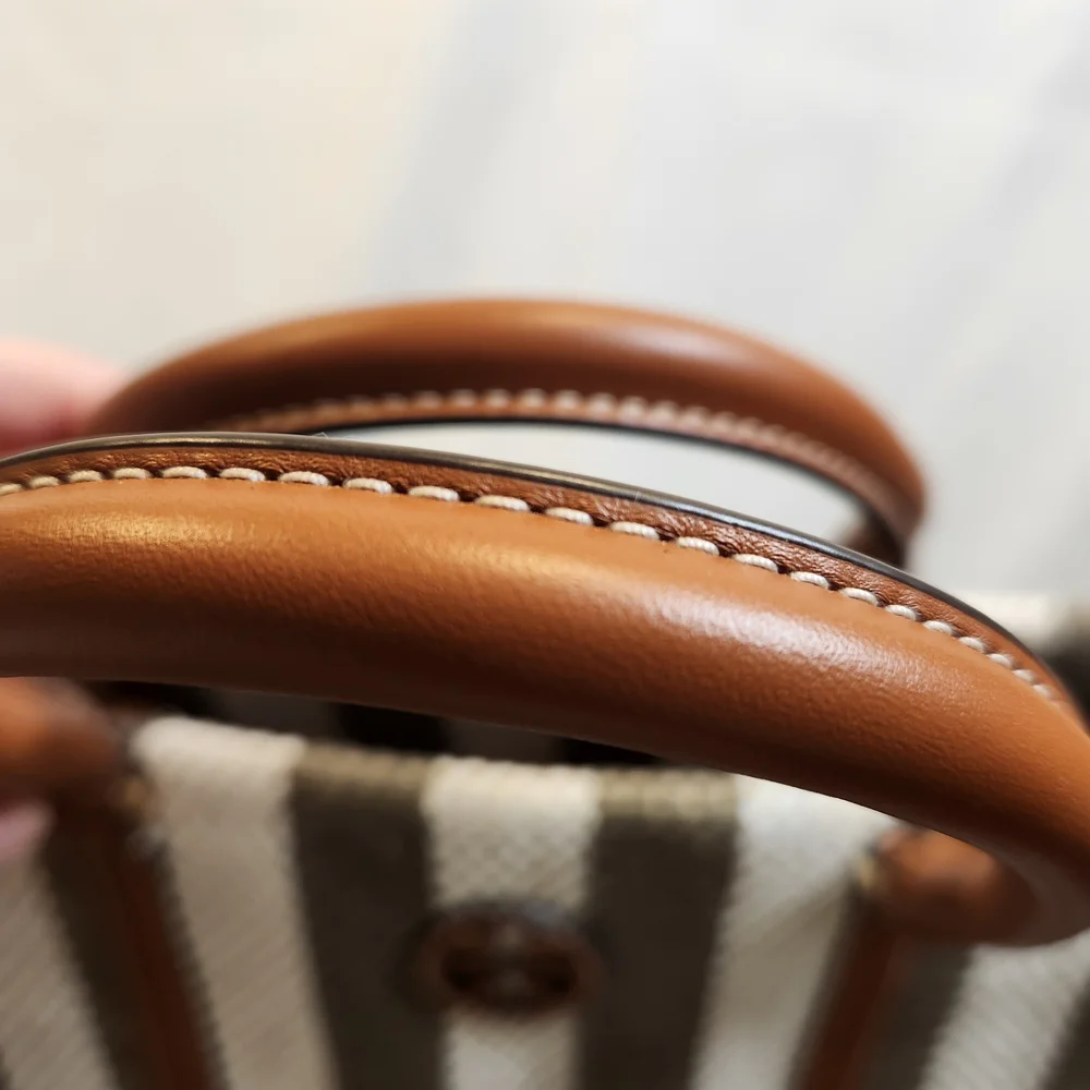 Tory Burch Blake Jumbo Striped Tote Grove Green - Picture 13 of 14